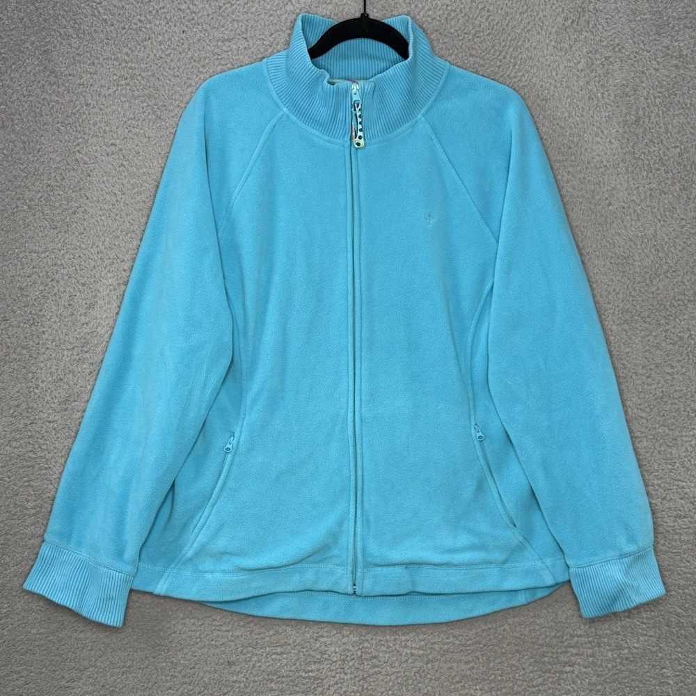 Lilly‎ Pulitzer Womens Full Zip Jacket Blue Zip Pockets Mock Neck XL Stretch